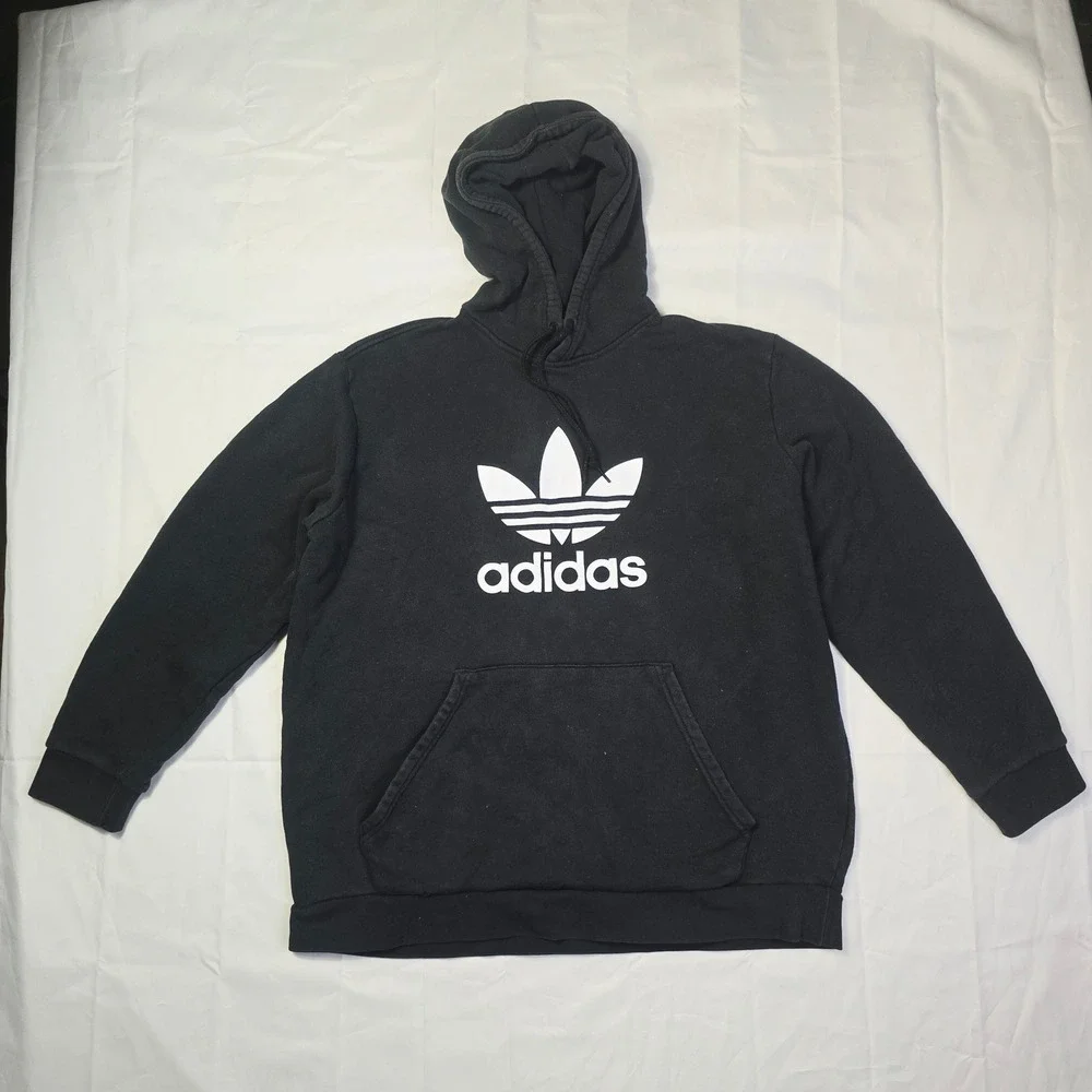 Adidas Men's Originals Hoodie XL Black Long Sleeve Pullover Sweatshirt K44